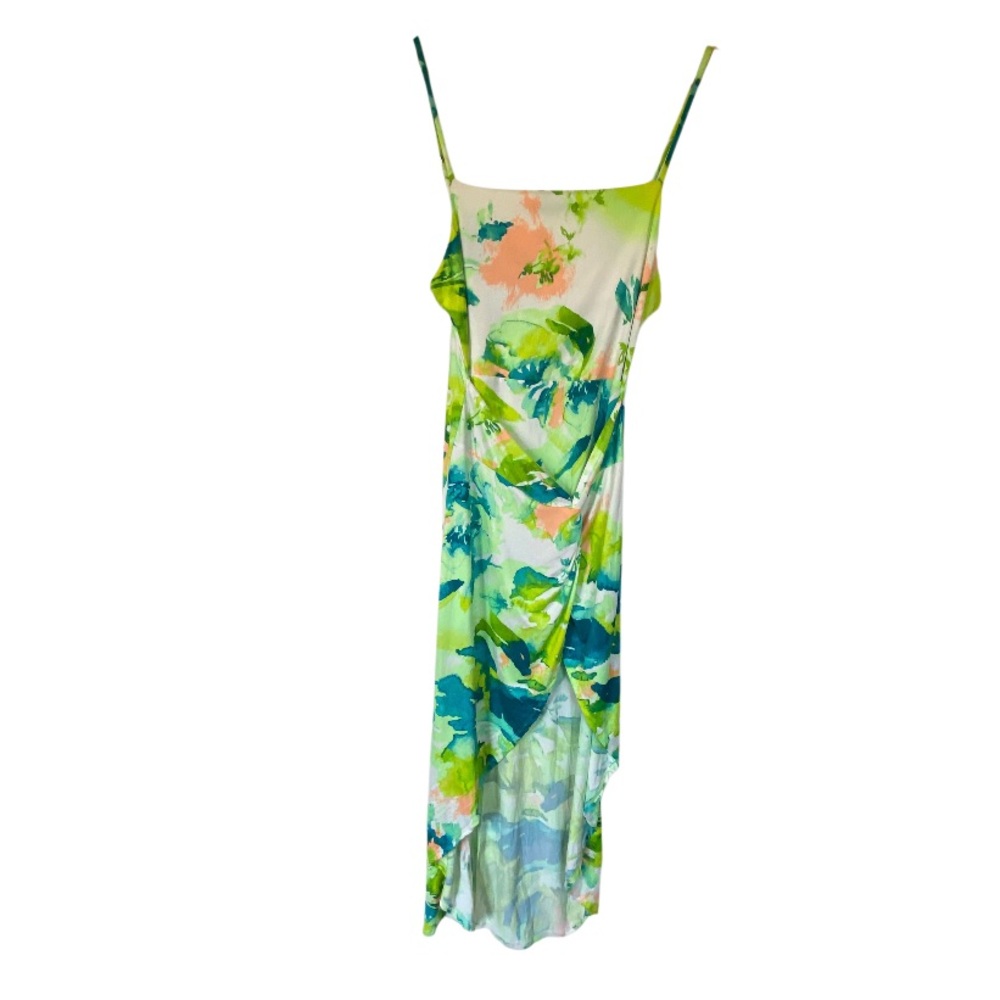 Watercolor Wrap Summer High Low Beach Pool Dress Size M